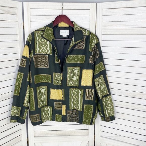 Drapers & Damons Petite Mosaic Tile Print Microfiber Bomber Jacket Black PM - Picture 9 of 14